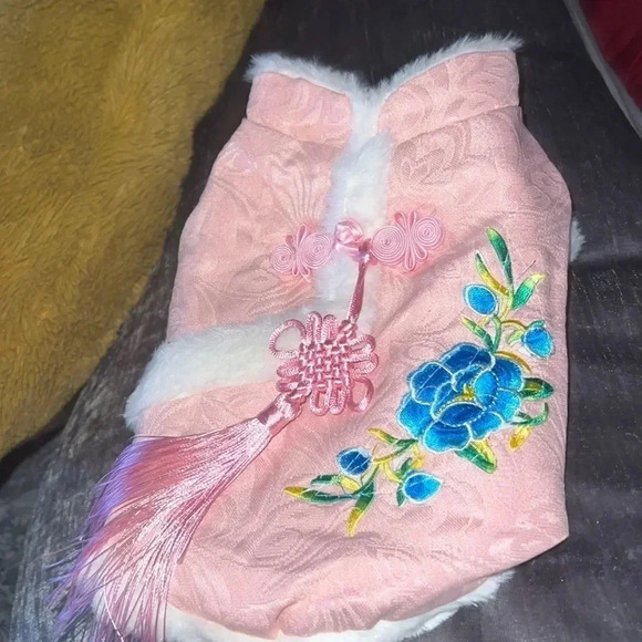 Fashion Luxe pink faux fur Traditional dog suit Sz S - Picture 6 of 9